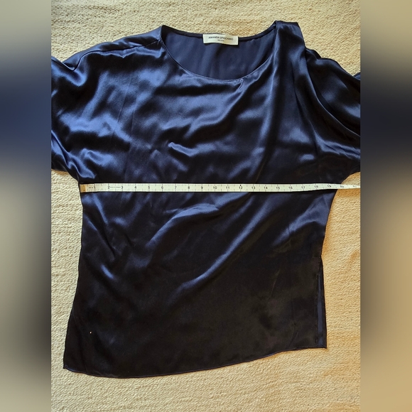 Amanda Uprichard Navy Blue Blouse Top | Size Large | 100% Silk - Picture 10 of 14